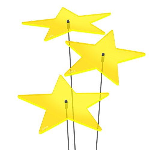 SUNPLAY Sonnenfänger Sterne Lisa in GELB, 3 Stück je 10 cm Durchmesser im Set + 35 cm Schwingstäbe von SUNPLAY