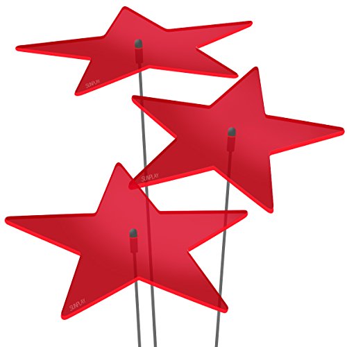 SUNPLAY Sonnenfänger Sterne Lisa in ROT, 3 Stück je 20 cm Durchmesser im Set + 70 cm Schwingstäbe von SUNPLAY