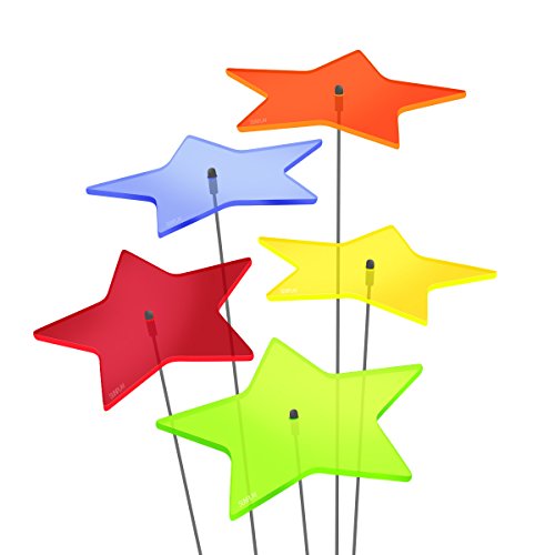 SUNPLAY Sonnenfänger Sterne Stella im FARBMIX, 5 Stück zu je 10 cm Durchmesser im Set + 35 cm Schwingstäbe von SUNPLAY