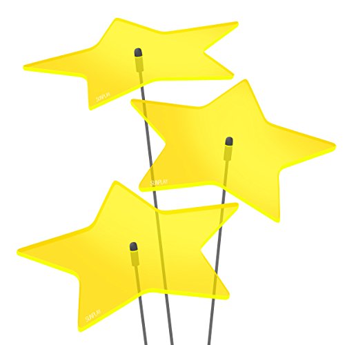 SUNPLAY Sonnenfänger Sterne Stella in GELB, 3 Stück je 20 cm Durchmesser im Set + 70 cm Schwingstäbe von SUNPLAY