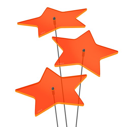 SUNPLAY Sonnenfänger Sterne Stella in ORANGE, 3 Stück je 10 cm Durchmesser im Set + 35 cm Schwingstäbe von SUNPLAY
