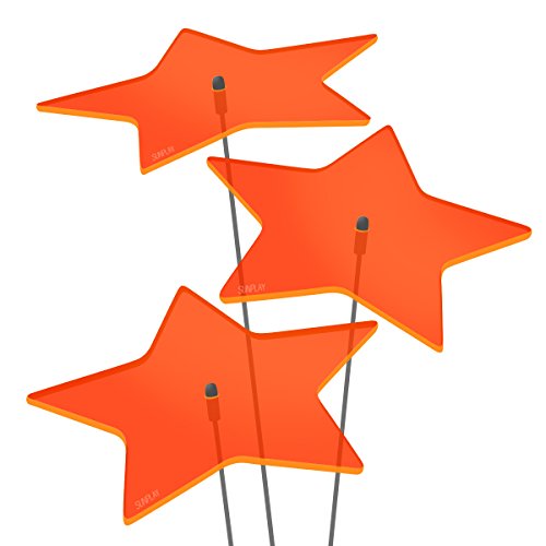 SUNPLAY Sonnenfänger Sterne Stella in ORANGE, 3 Stück je 20 cm Durchmesser im Set + 70 cm Schwingstäbe von SUNPLAY