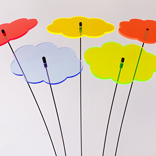 SUNPLAY Sonnenfänger Wolken im FARBMIX, 5 Stück zu je 20 cm Durchmesser im Set + 70 cm Schwingstäbe von SUNPLAY