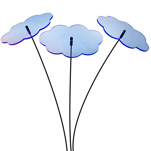 SUNPLAY Sonnenfänger Wolken in BLAU, 3 Stück zu je 10 cm Durchmesser im Set + 35 cm Schwingstäbe von SUNPLAY