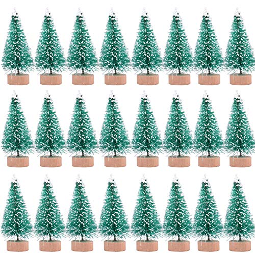 24 Stück künstliche Mini-Weihnachts-Sisal-Schnee-Frost-Bäume mit Holzsockel, Flaschenbürste, Bäume, Kunststoff, Winterschnee-Ornamente, Tisch-Bäume für Weihnachtsfeier, Heimdekoration (grün) 24 Stück künstliche Mini-Weihnachts-Sisal-Schnee-Frost-Bäume mit Holzsockel, Flaschenbürste, Bäume, Kunststoff, Winterschnee-Ornamente, Tisch-Bäume für Weihnachtsfeier, Heimdekoration (grün) von SUNREEK