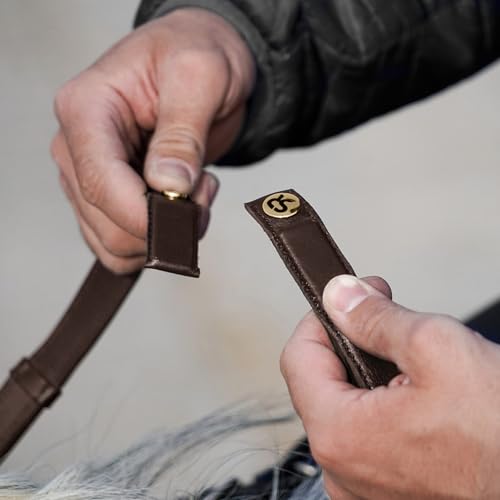 SUNRIDE Sicherheitszügel mit Magnet (NoPanic) für Pferde - Gummizügel - MagneticForce-Sicherheitssystem - mit Stegen - handgefertigt - Echtleder - braun (Full) von SUNRIDE