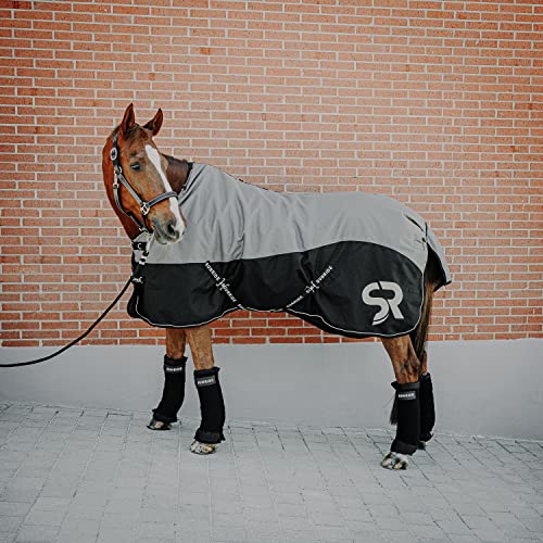 SUNRIDE Winterdecke 250g für Pferde (Helsinki) - reflektierend, 1200D Ripstop - optionales Halsteil - mit Unterdecken kombinierbar (145cm, grau) von SUNRIDE