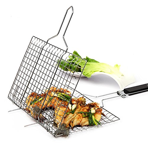 SUNRIS Antihaft-Grill Rack Outdoor-Camping Grill Rack BBQ-Clip-Ordner Grill Braten Ordner Korb Werkzeug Fleisch Fisch Gemüse BBQ-Tool von SUNRIS