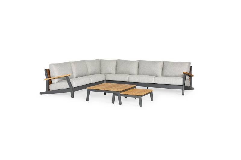 SUNS Gartenlounge-Set Siena Gartenmöbel Set 5-teilig aus Aluminium mit Teak-Armlehnen von SUNS