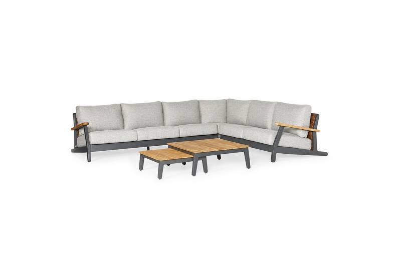 SUNS Gartenlounge-Set Siena Gartenmöbel Set 5-tlg aus Aluminium mit Teak-Armlehnen von SUNS