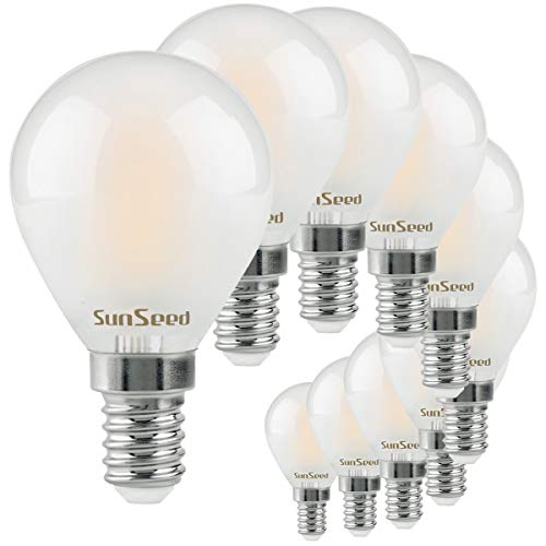 SunSeed 10x Glühfaden LED Mattiert Golfball-Lampe E14 4W ersetzt 40W Neutralweiß 4000K von SUNSEED