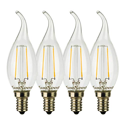 SUNSEED 4x Glühfaden LED Flamme Lampe E14 3W ersetzt 32W Warmweiß 2700K von SUNSEED