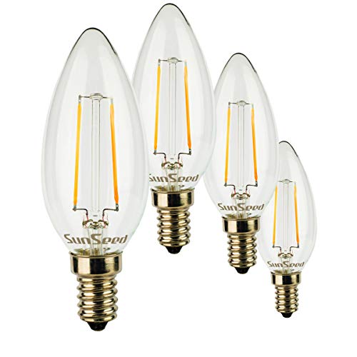 SunSeed 4x Glühfaden LED Kerze Lampe E14 3W ersetzt 32W Warmweiß 2700K von SUNSEED