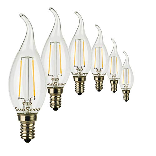 SUNSEED 6x Glühfaden LED Flamme Lampe E14 3W ersetzt 32W Warmweiß 2700K von SUNSEED