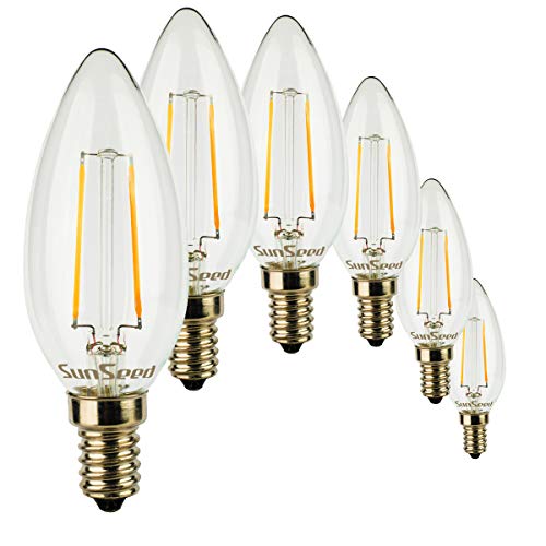 SUNSEED 6x Glühfaden LED Kerze Lampe E14 3W ersetzt 32W Warmweiß 2700K von SUNSEED