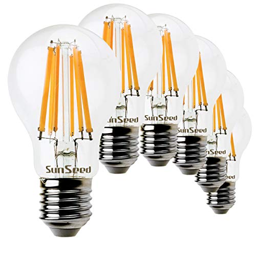 SUNSEED 6x Glühfaden LED classic Lampe E27 10W ersetzt 83W Warmweiß 2700K von SUNSEED
