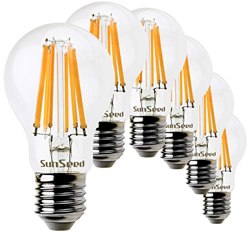 SUNSEED 6x Glühfaden LED classic Lampe E27 12W ersetzt 99W Warmweiß 2700K von SUNSEED