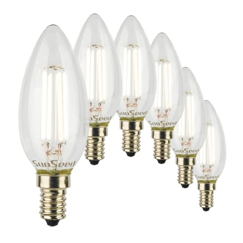 SUNSEED Weiß 6x Glühfaden LED Kerze Lampe E14 6W ersetzt 60W Warmweiß 3000K von SUNSEED