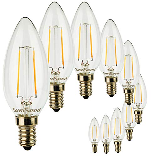 SUNSEED 10x Glühfaden LED Kerze Lampe E14 3W ersetzt 32W Warmweiß 2700K von SUNSEED