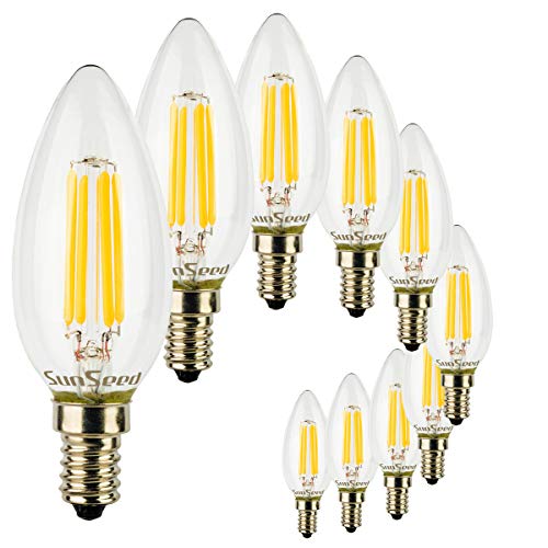 SUNSEED 10x Glühfaden LED Kerze Lampe E14 6W ersetzt 60W Warmweiß 2700K von SUNSEED