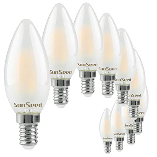 SUNSEED 10x Glühfaden LED Mattiert Kerze Lampe E14 4W ersetzt 40W Neutralweiß 4000K von SUNSEED
