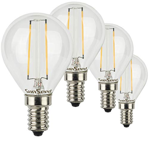 SUNSEED 4x Glühfaden LED Golfball-Lampe E14 2W ersetzt 25W Warmweiß 2700K von SUNSEED