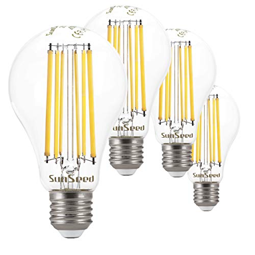 SUNSEED 4x Glühfaden LED classic Lampe E27 13W ersetzt 115W Neutralweiß 4000K von SUNSEED