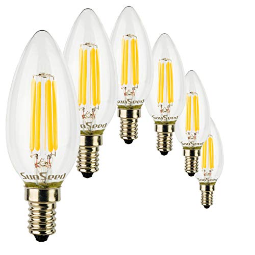 SunSeed 6x Glühfaden LED Kerze Lampe E14 6W ersetzt 60W Warmweiß 2700K von SUNSEED