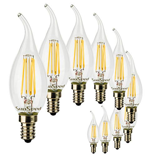 SunSeed 10x Glühfaden LED Flamme Lampe E14 5W ersetzt 48W Warmweiß 2700K von SUNSEED