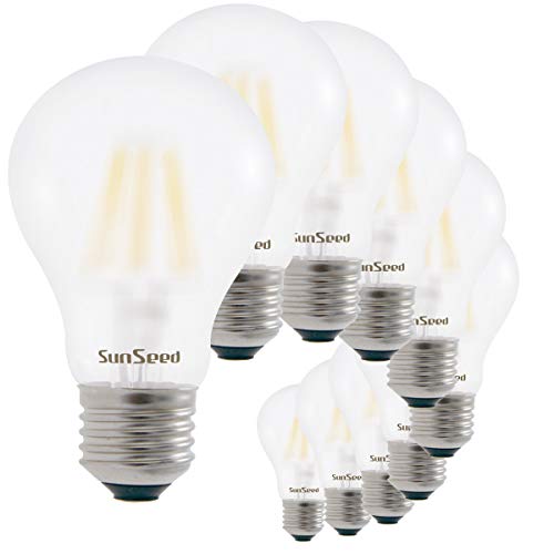 SUNSEED 10x Glühfaden LED Mattiert classic Lampe E27 9W ersetzt 83W Warmweiß 2700K von SUNSEED