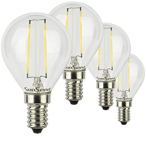 SUNSEED 4x Glühfaden LED Golfball-Lampe E14 2W ersetzt 25W Neutralweiß 4000K von SUNSEED