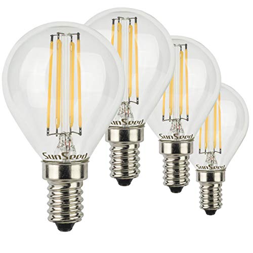 SunSeed 4x Glühfaden LED Golfball-Lampe E14 4W ersetzt 40W Warmweiß 2700K von SUNSEED