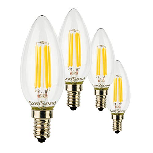 SUNSEED 4x Glühfaden LED Kerze Lampe E14 5W ersetzt 48W Warmweiß 2700K von SUNSEED