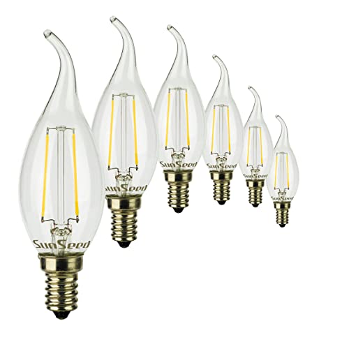 SUNSEED 6x Glühfaden LED Flamme Lampe E14 2W ersetzt 25W Neutralweiß 4000K von SUNSEED