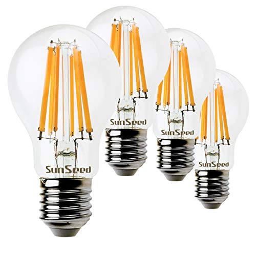 SUNSEED 4x Glühfaden LED classic Lampe E27 10W ersetzt 83W Warmweiß 2700K von SUNSEED