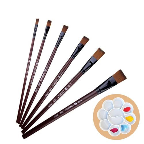 SUNSHINETEK 6 PCS Flat Paint Brush Set, Oil Painting Brushes, Acrylic Paint Brush Set von SUNSHINETEK