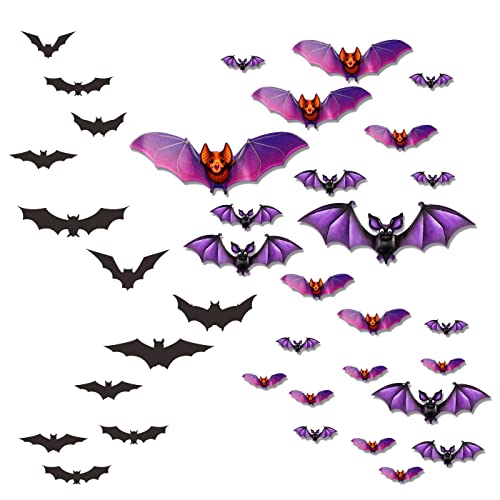 SUNSK Fledermäuse Aufkleber 3D Halloween Fledermaus Deko Bat Wall Sticker Wanddeko Wandaufkleber für Fenster Wand Halloween Party Deko 36 Stück von SUNSK