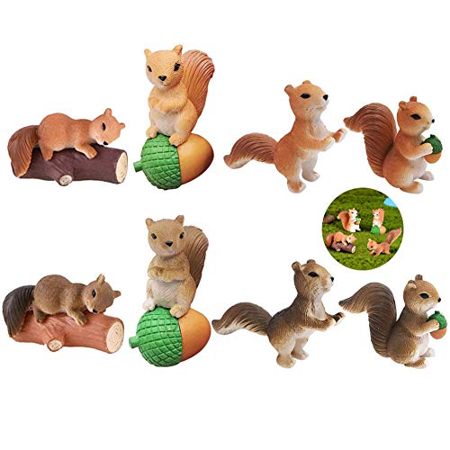 SUNSK Mini Eichhörnchen Figuren Frühlingsdeko Fee Garten Ornamente Puppenhaus Dekoration Eichhörnchen Ornamente für Ostern 8 Stück von SUNSK
