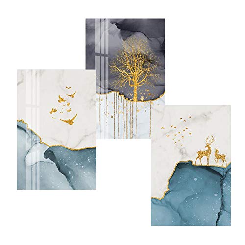 SUNSK Premium Poster Abstrakt Bilder Modern Poster Kunst Bilder Wohnzimmer Wandbild Abstrakt Modern Art Bilder Blau Landschaft Bilder Haushalt Deko (7,9" * 11,8") von SUNSK