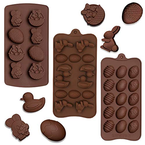 SUNSK Schokoladenformen Ostern Silikonformen Ostern Hase Kuchenform Süßigkeiten Form Seifenformen Gelee Dessert Kerzen Backformen DIY Eiswürfelform 3 Stück von SUNSK