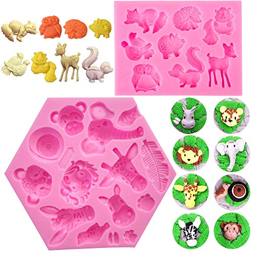 SUNSK Silikon Fondant Kuchen Formen 3D Tierformen Silikon Schokoladenformen DIY Kuchen Süßigkeiten Gelee Backformen 2 Stück von SUNSK