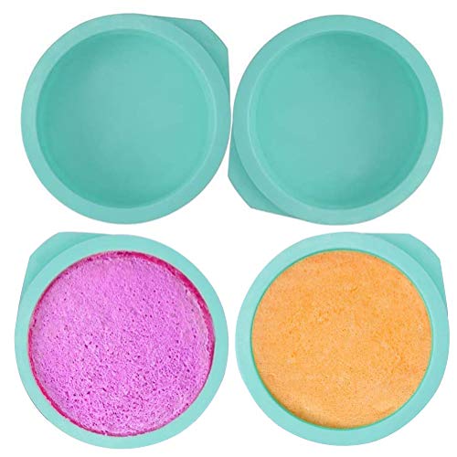 SUNSK Silikon Kuchenform Runde Backform 6 Zoll Backen Silikonformen Layer Cake Pan Brotbackform Obstbodenform 4 Stück (Grün) von SUNSK