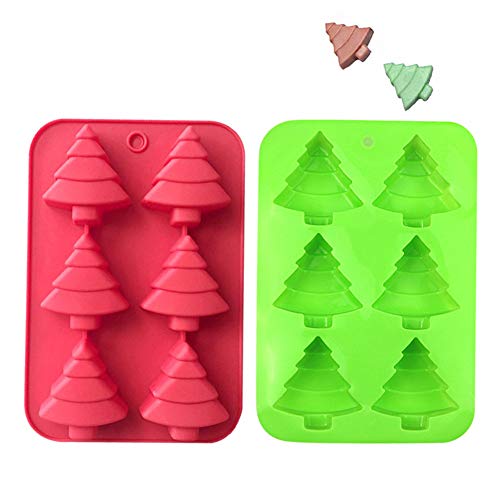 SUNSK Weihnachten Silikonform Backform Weihnachtsbaum Kuchenform Silikon Kuchenbackform Mousse Fondant Schokolade Soap Motivbackformen 3D Weihnachten Form 2 Stück von SUNSK