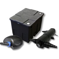 SunSun Komplettset: CBF-350 Teichfilter bis 12000 L Teichfilteranlage als Durchlauffilter, CTF-6000 SuperECO Teichpumpe 6000l/h 40W, CUV-218 von SUNSUN