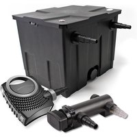 SunSun Komplettset: CBF-350 Teichfilter bis 12000 L Teichfilteranlage als Durchlauffilter, CTF-8000 SuperECO Teichpumpe 8000l/h 70W, CUV-318 von SUNSUN