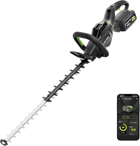 SUNTEK 40V Kabellose Heckenschere mit 61cm Dual-Action Klinge, Integriertem Display & APP-Verbindung, 2,5Ah Akku-Betriebene Heckenschneider mit Akku und Ladegerät im Lieferumfang, Schwarz von SUNTEK