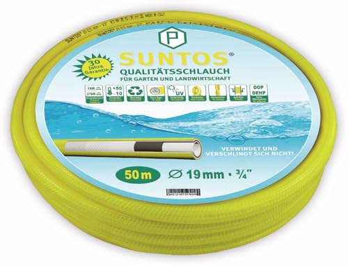 SUNTOS Qualitäts-Wasserschlauch Gartenschlauch 3/4 Zoll (Innen-Ø 19 mm) x 50 m Länge, knickfest und verwindungsfrei, UV-beständig von SUNTOS