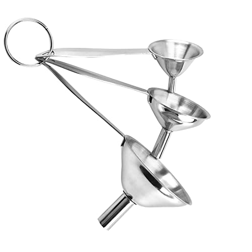 SUNTRADE 3 in 1 Metalltrichter, Edelstahl Küchentrichter Set, zum Übertragen ätherischer Öle Flüssiges flüssiges trockenes Pulver Füllen kleiner Flaschen von SUNTRADE