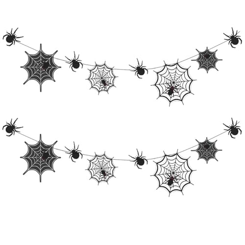 SUNTRADE Schwarze Spinnennetz-Girlande, Spinnennetz-Deko Spinnennetz-Banner für gruseliges Zuhause Büro Klassenzimmer Halloween Party, 2 Stück SUNTRADE Schwarze Spinnennetz-Girlande, Spinnennetz-Deko Spinnennetz-Banner für gruseliges Zuhause Büro Klassenzimmer Halloween Party, 2 Stück von SUNTRADE