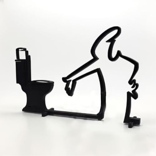 SUNUCO WC Schild WC-Gäste Schwarz Deko Kann aufrecht aufgestellt oder als Wanddekoration verwendet werden Interessantes Badezimmerschild, geeignet für Badezimmer und Gästebäder von SUNUCO